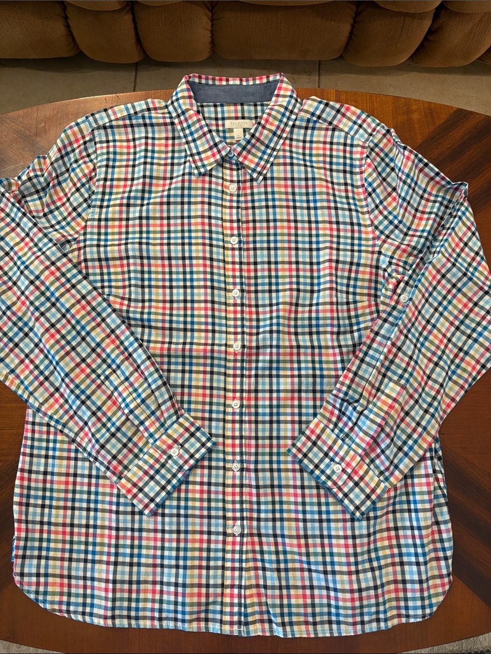 Talbots Women’s Red, Blue, Green, Yellow & White Plaid Button-Down Shirt
